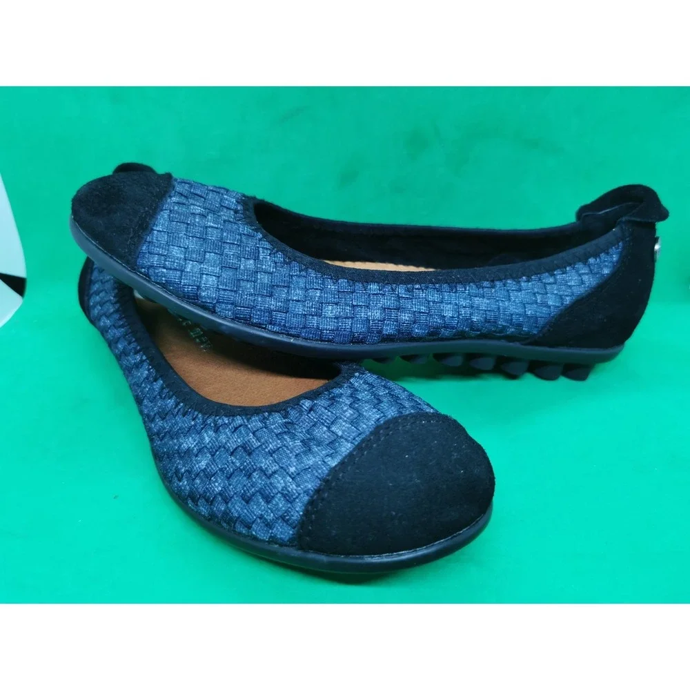 Bernie Mev Bella Me Womens EU 38 US 7 Ballet Flats Black Woven Cap Toe Comfort